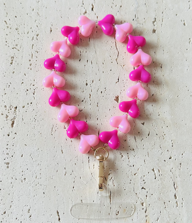 Hartjes Telefoonkoort donker roze/licht roze 