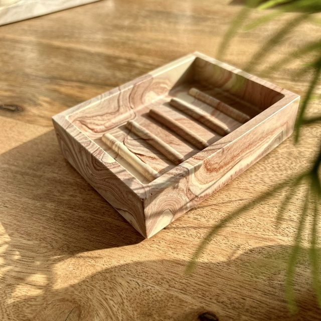 Porte savon épais beige marbre terracotta