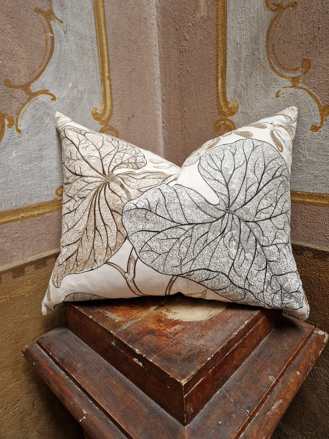 Jim Thompson decorative double face cover cushion embroidery leaves copricuscino decorativo home decor