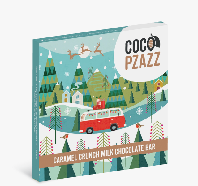 Coco Pzazz - Christmas Hilberry Caramel Crunch Milk Chocolate 80g