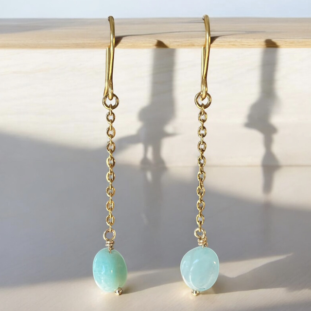 Boucles d’oreilles pendantes avec perles d’Amazonite