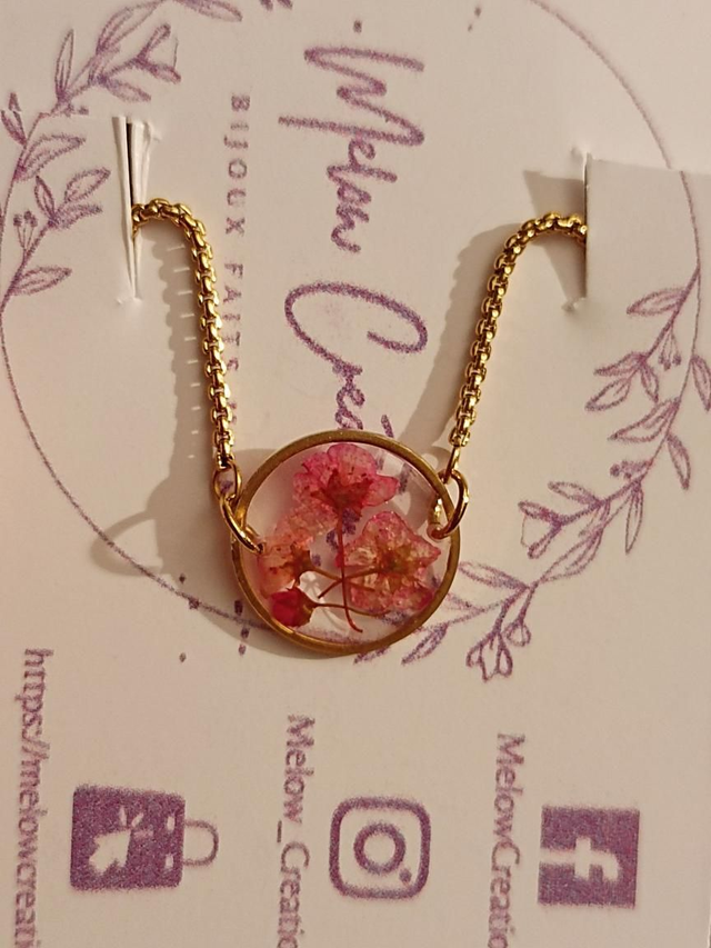 Modèle unique - Bracelet Fleurs séchées - Rose