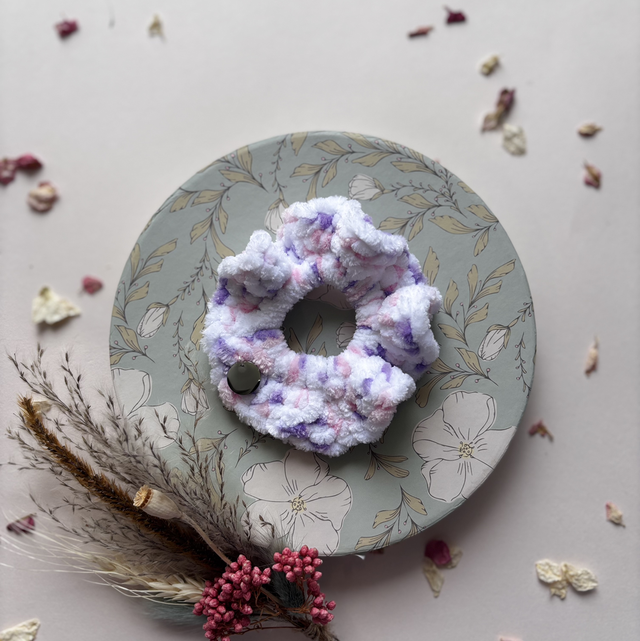 Chouchou tout doux blanc et lilas 