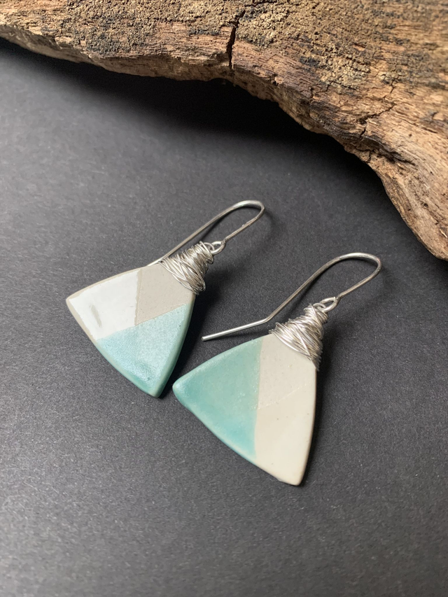 Porcelain Jewelry Dangling Earrings | turquoise white