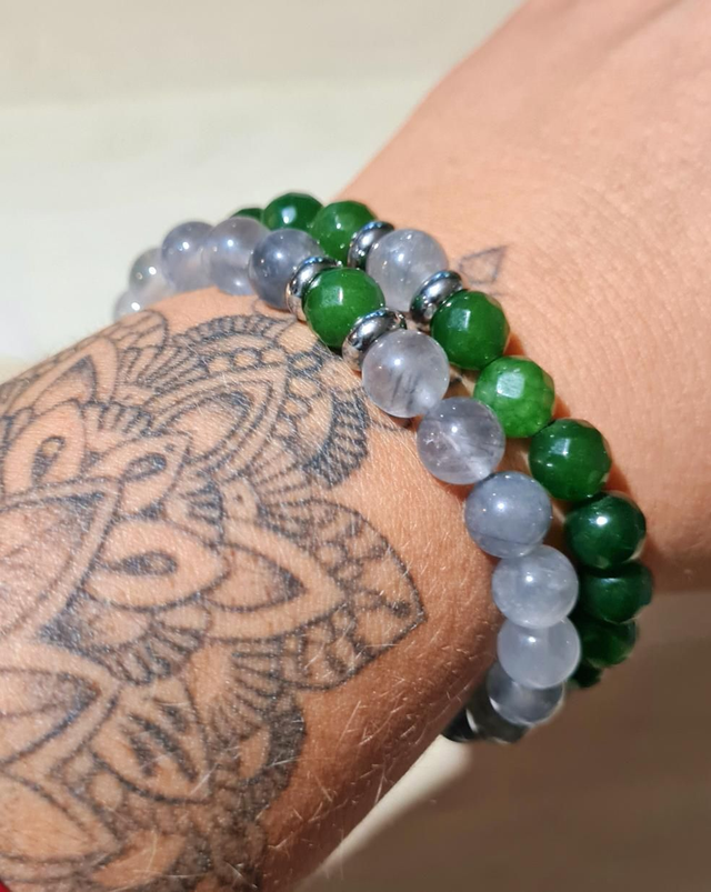 Bracelets élastiques "DUO" en perles naturelles