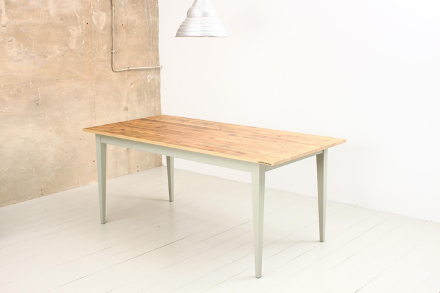 UNIK Tisch Altholz 180 x 85 cm, Oberfläche hell, zementgrau, Zarge schmal