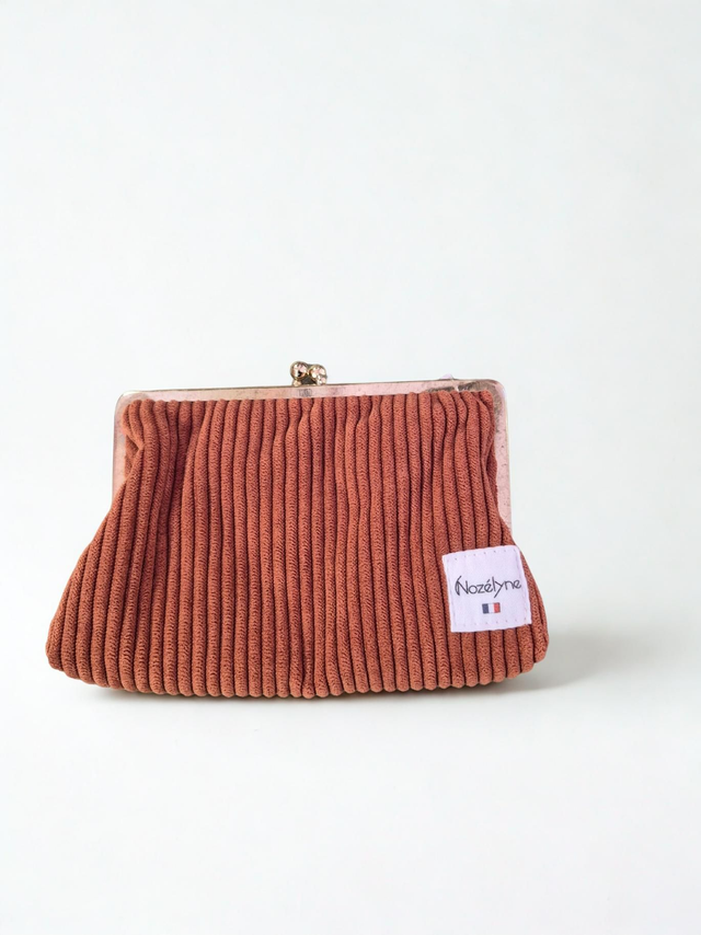 Porte monnaie vintage velours marron 