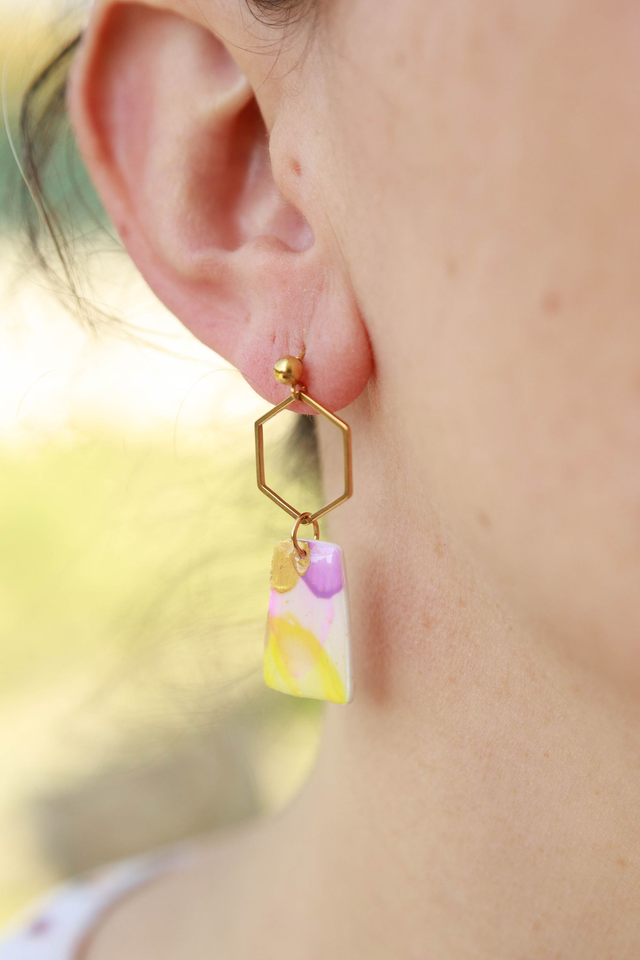 Boucles d'oreilles trapèze Collection Floraison Colorée