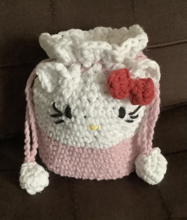 Bourse &quot;Chat rose et blanc&quot;