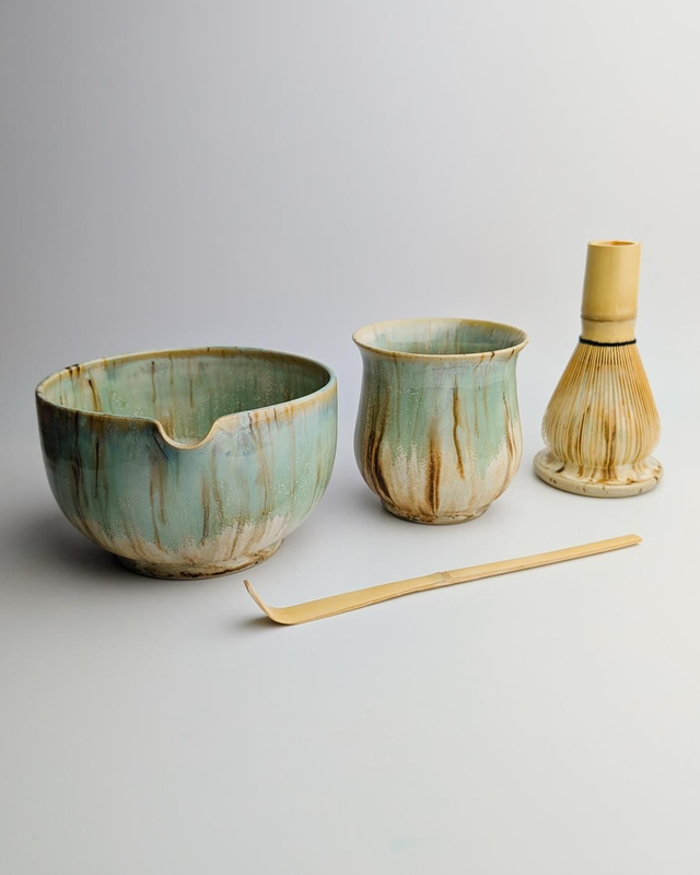 Zestaw z chasenem i chashaku "awenturyn"