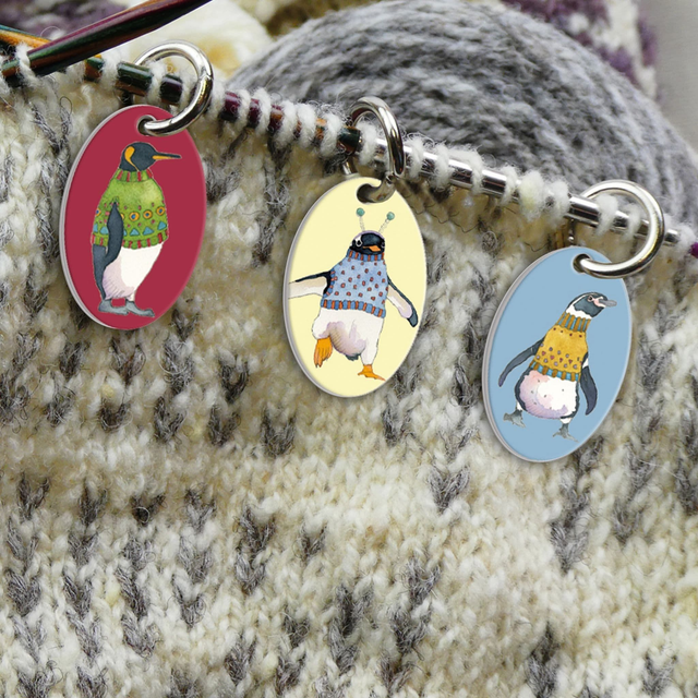Stitch Marker Knitting - Penguins in Pullovers set of six