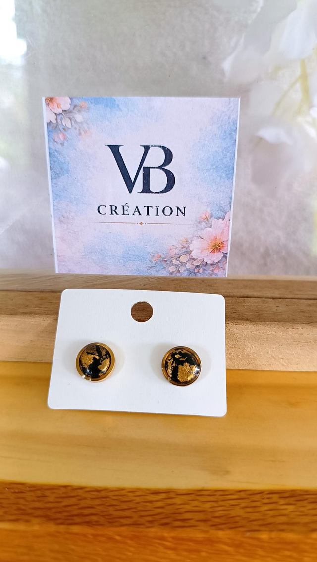 Puces dorées marrons et or 10mm 