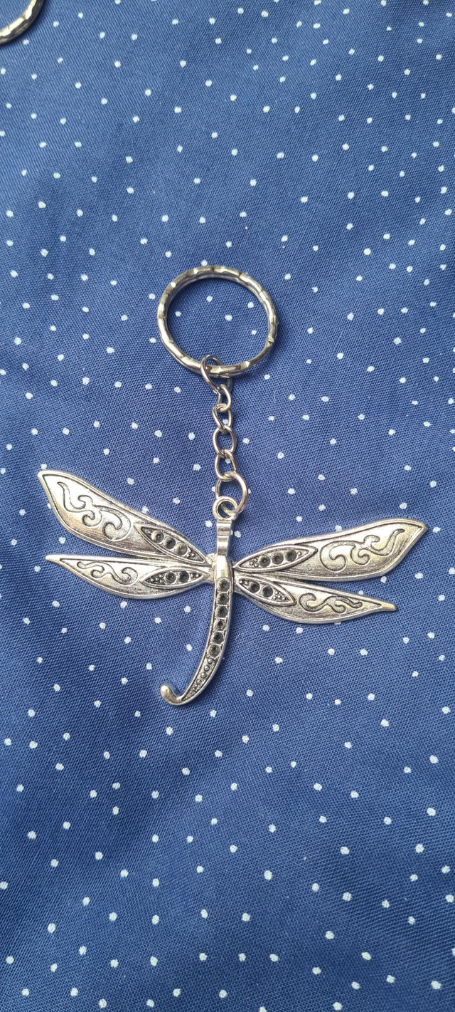 Keyring bagcharm large silver dragonfly
