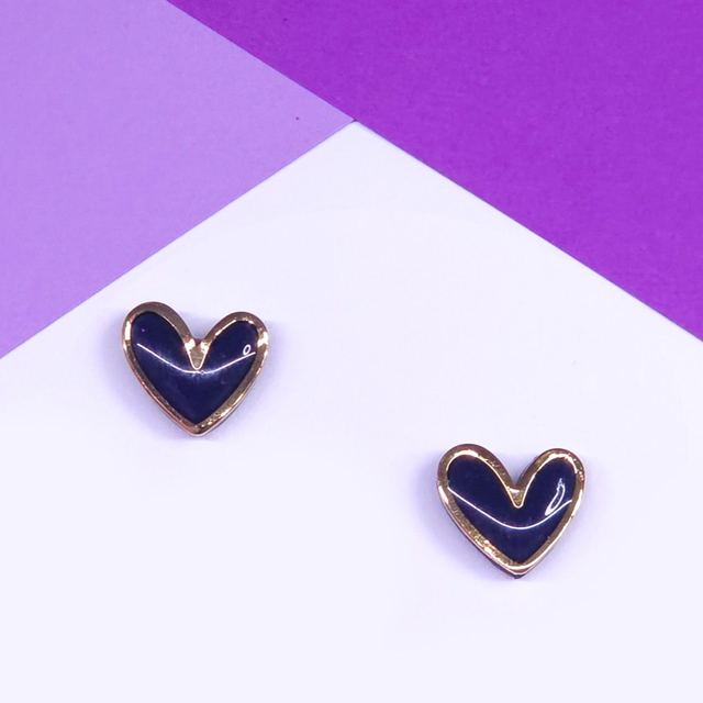 Midnight Blue Heart Studs