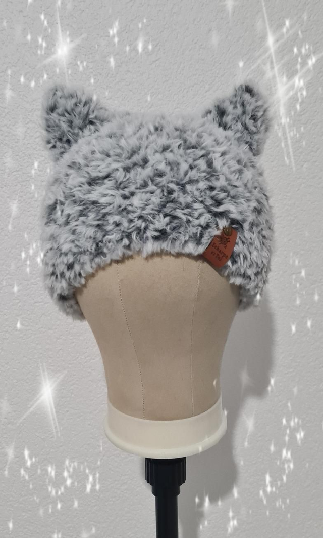 Bonnet "oreilles de chat" gris chiné