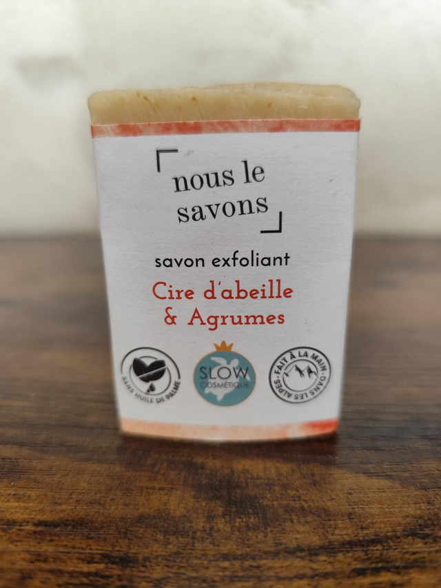Savon Exfoliant Bio Cire d’Abeille & Agrumes 