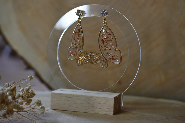 🦋Papill’Or 🦋Boucles d’oreilles en Résine UV - Bronze ✨