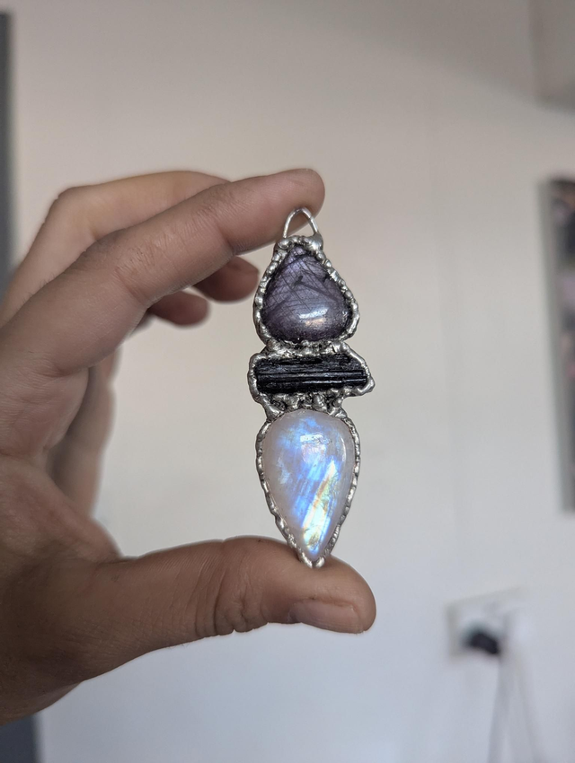 Ruby tourmaline and rainbow moonstone necklace multi gemstones 