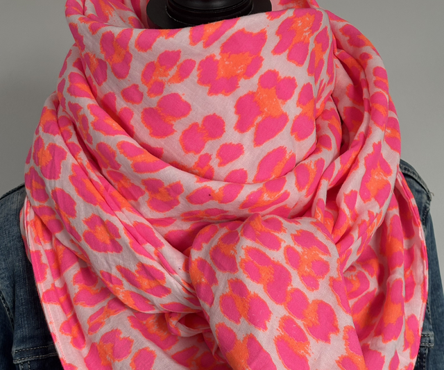 Foulard triangle — Léopard rose fluo