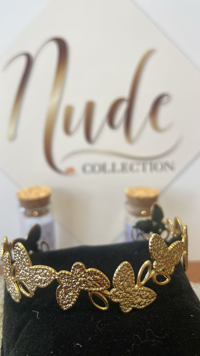 Bracelet Jonc Acier – Papillons Texturés