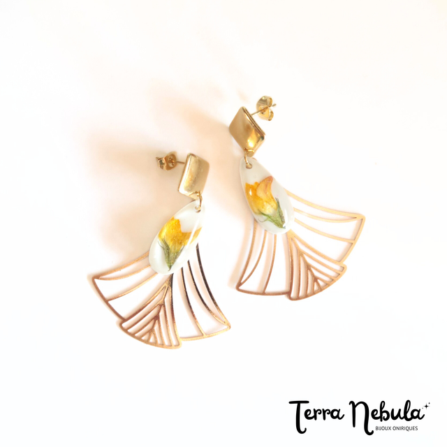 Boucles d&#039;oreilles fleuries Eclat doré | BO218