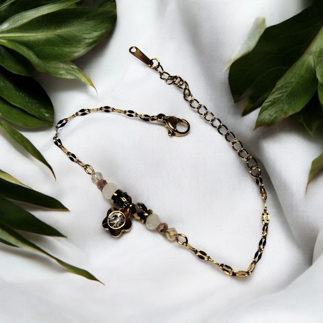 Bracelet acier inoxydable blanc et doré