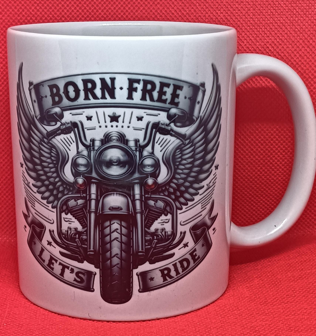 Custom Printed Born Free, Let's Ride Mug