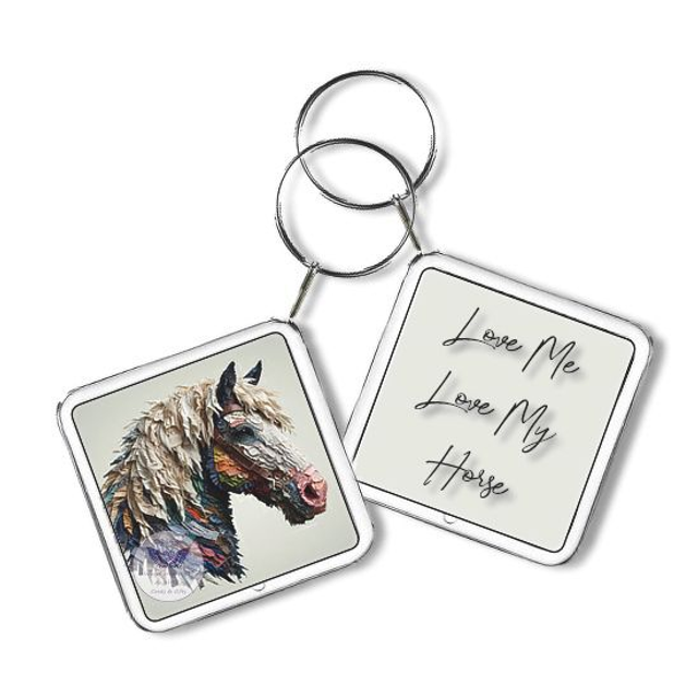Artistic horse print Square Keyring (H01)