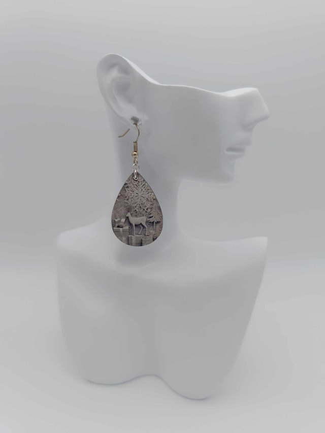 Boucles d&#039;oreilles en bois sublimé Goutte