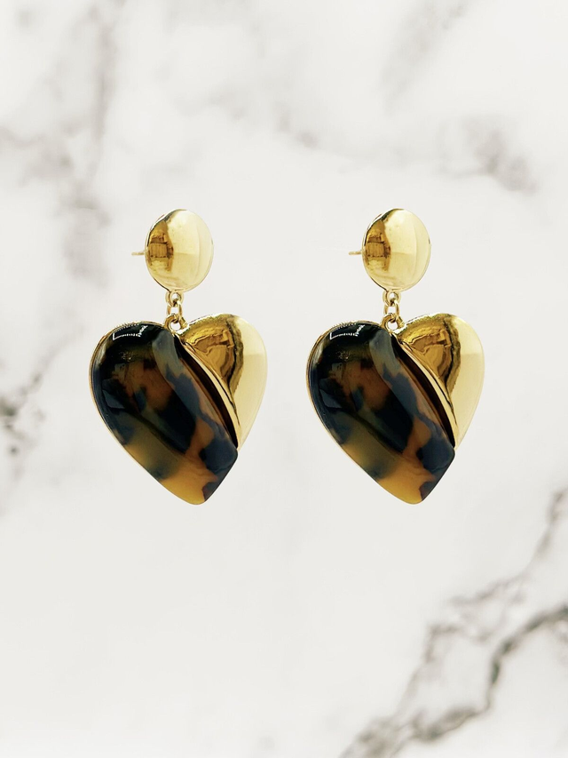 Boucles d'oreilles coeur léopard