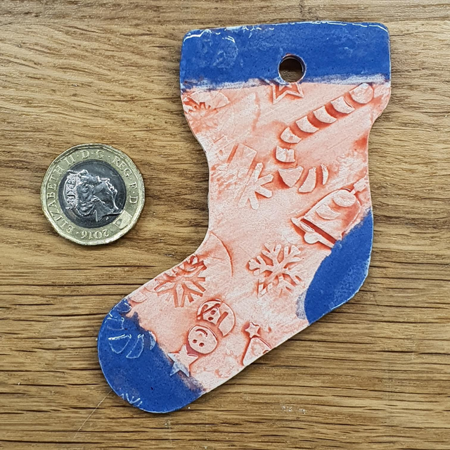 Red blue stocking hanging decoration 