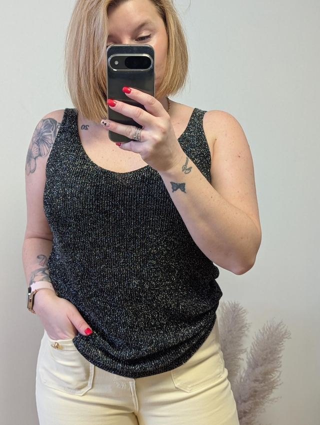 Top irisé Lou noir 