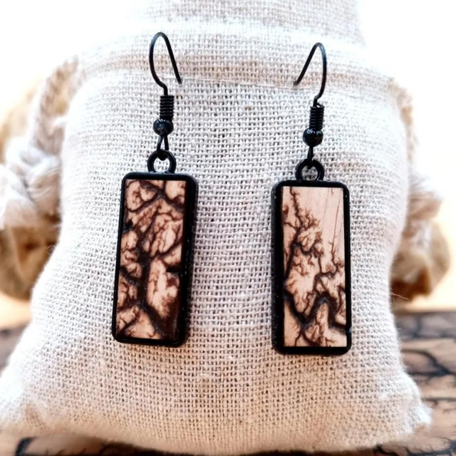 Boucles d&#039;oreilles rectangulaire en erable 