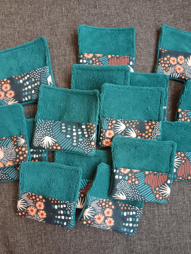 Lot de 5 carrés demaquillants en micro-éponge de bambou 