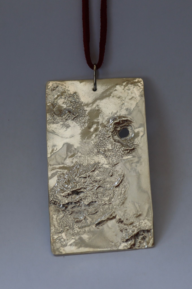 Sterling silver textured rectangular pendant