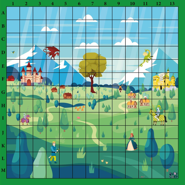 Tapis robotique 2mx2m avec cases de 15cmx15cm - Médiéval