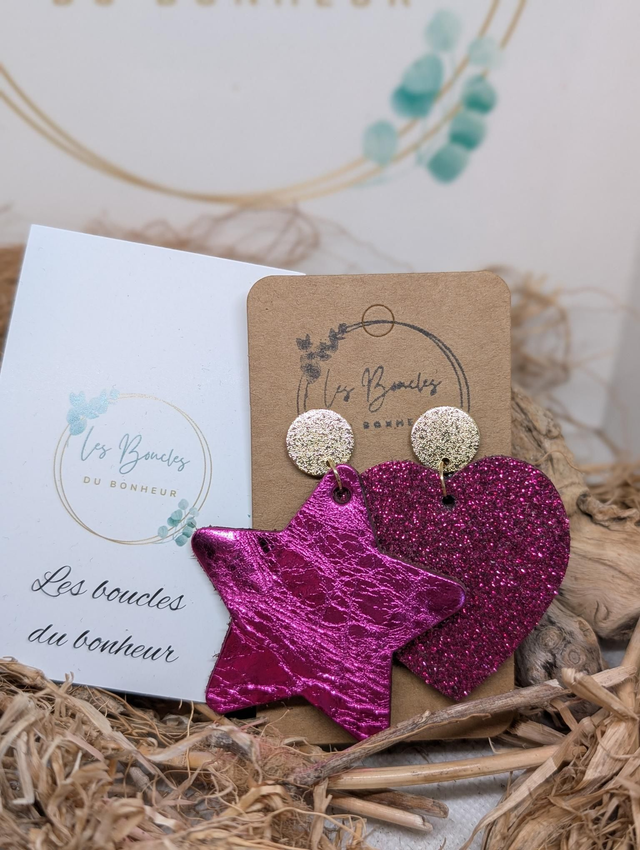 Boucles d'oreilles Asymétrique fushia zk128