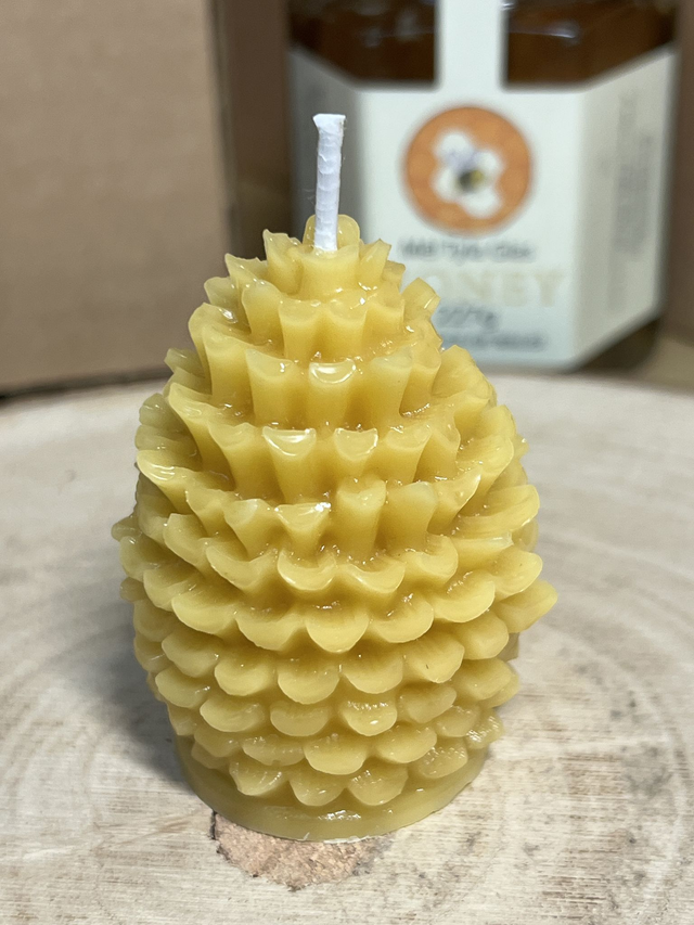Small Pinecone Shaped Candle - 100% Beeswax