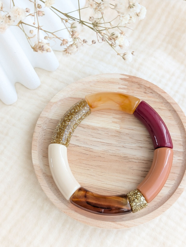Bracelet jonc Mona terracotta bordeaux glitter