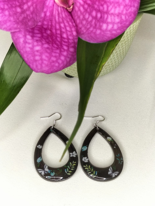 Boucles gouttes ajourées noires