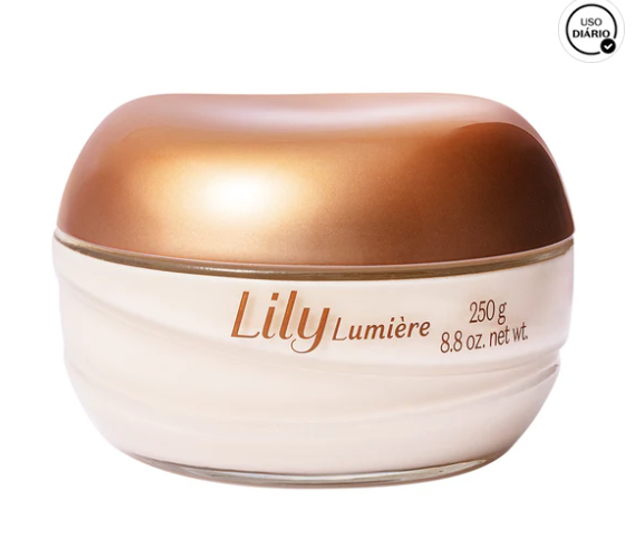 Lily Lumiére Creme Acetinado Hidratante Corporal 250g 8.8 oz.net wt.