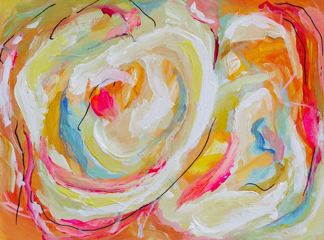 Sorbet Buffet - Origineel schilderij, acrylverf op papier, incl. wit passepartout