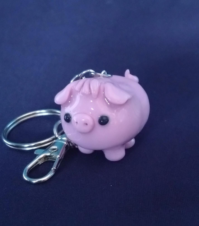 Pink pig clay charm