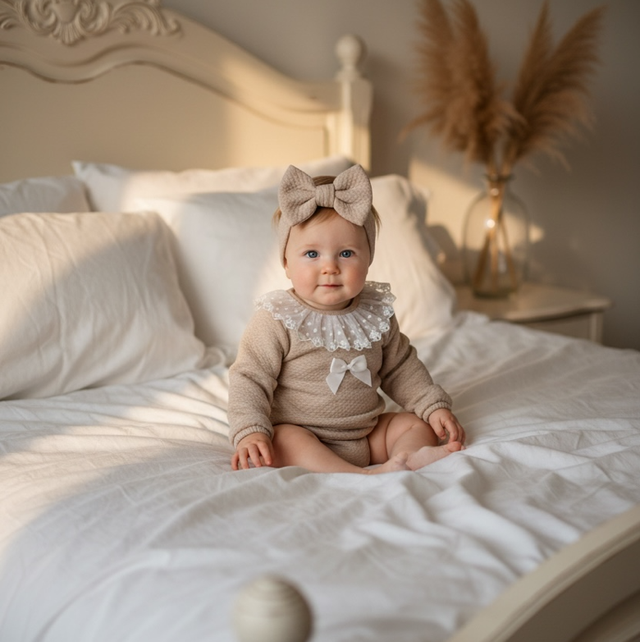 Baby Girls Beige Pex Romper 
