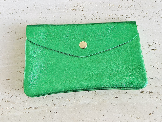 Portemonnee groen glitter groot 