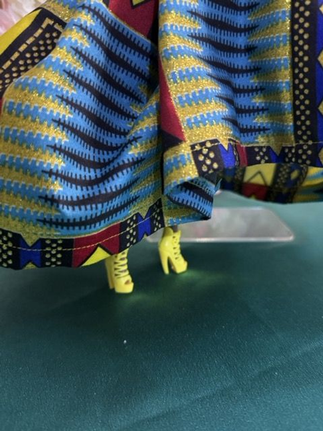 Poupée – Robe en Wax coloré & Coiffe assortie - Fait main