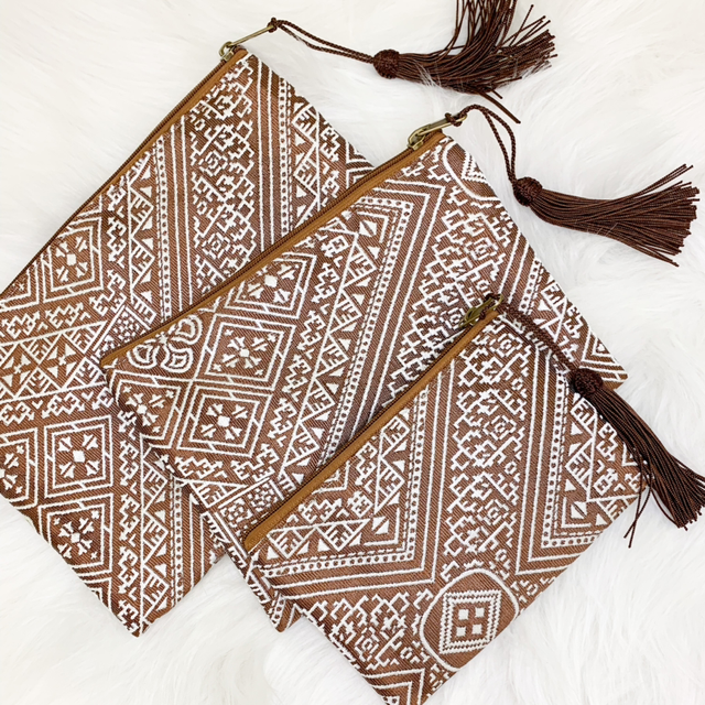 Set de 3 pochettes berbères marrons 