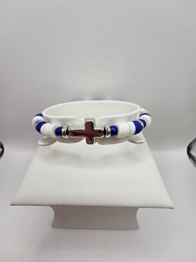 Heishi Clay Bead 'Cross' Bracelet.