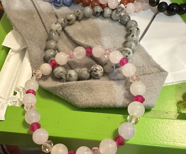 Moonstone and Two Colour Crystal Bracelet 