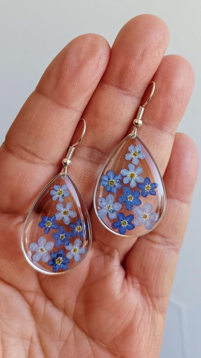 Boucles d&#039;oreilles Myosotis (Ne m&#039;oubliez pas)  